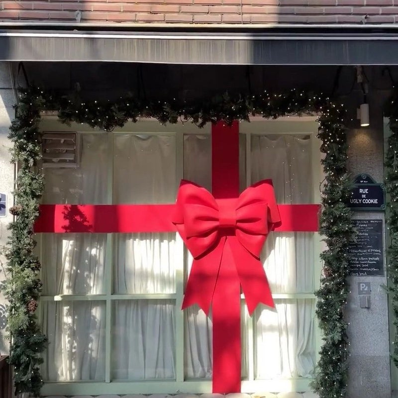Finished Bow Cross Ribbon Wedding Red Banner Giant Bow Gift Sponge Paper Birthday - Image 1