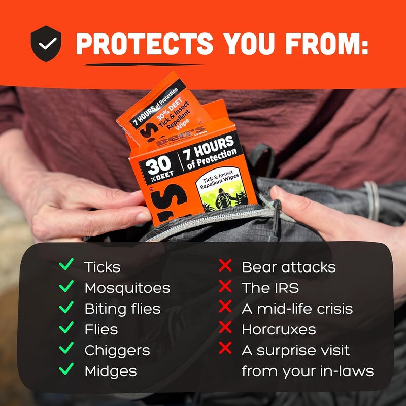 Ben's Tick & Insect Repellent Wipes - 30% DEET for Mosquitoes, Ticks & More - Up to 7 Hours of Protection - Alcohol- & Fragrance-Free - 12 Wipes (4 Pack) - Image 4