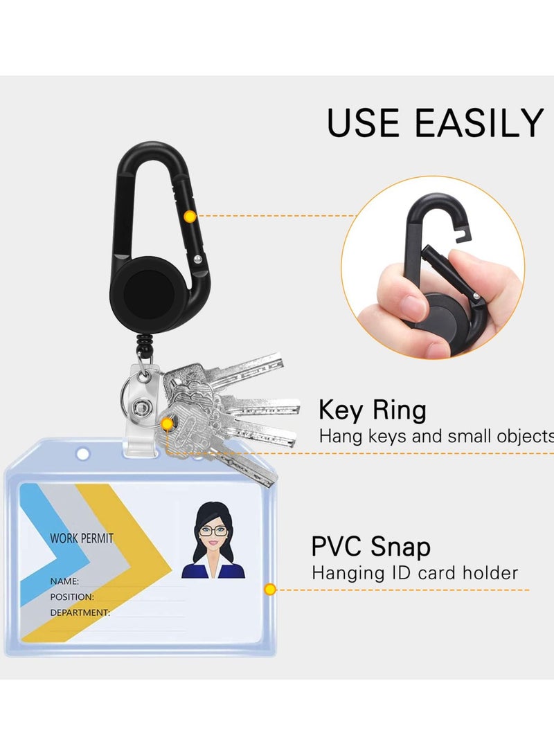 SYOSI Retractable Badge Clip, ID Badge Holder with Multifunctional Carabiner Reel Clip, Heavy Duty Retractable Heavy Duty Keychain for Business Card Keychains (3 Pack)  - Image 2