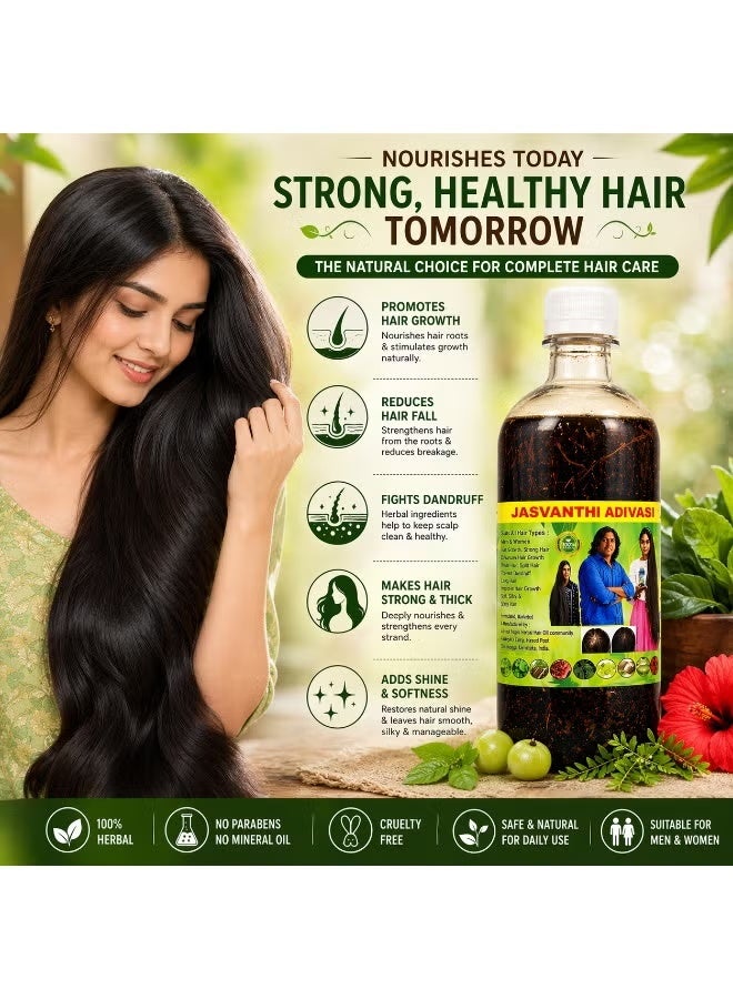 Jasvanthi Adivasi Herbal Hair Oil – 100% Natural Hair Growth Oil for Men & Women, Anti Hair Fall, Dandruff Control, Stronger, Thicker & Longer Hair, Deep Nourishment Scalp Treatment - Image 5