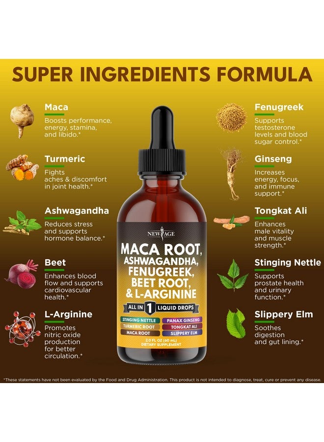 New Age Organic Maca Root Liquid Drops with Ashwagandha, Nettle, Fenugreek, Beet Root and L-Arginine Liquid Multivitamin for Women and Men (1) - Image 2
