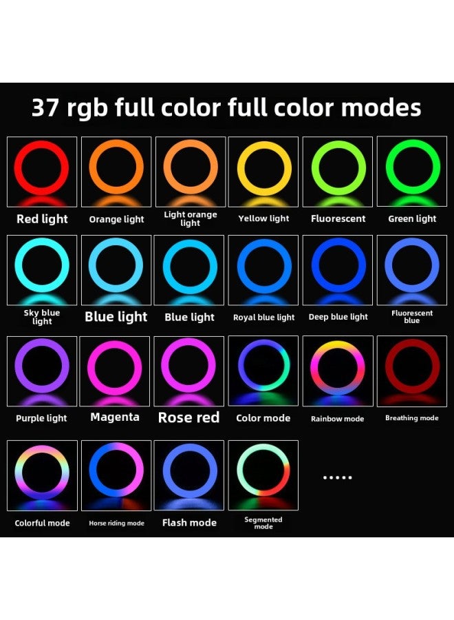 18-inch RGB Fill Light Mobile Phone Live Support Tripod TikTok Anchor Colorful LED Ring Lighting Light-Color:18-inch RGB Fill Light +2.1 M Bracket + Three-position + V9 Sound Card + Feeding Bottle Microphone  - Image 3