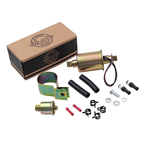 Brock Replacement Universal 6 Volt Electric Fuel Pump w/Installation Kit Inline Type 5-8 PSI 5/16 Inlet & Outlet Compatible with Carbureted Models E8011 SP1124 - Image 1