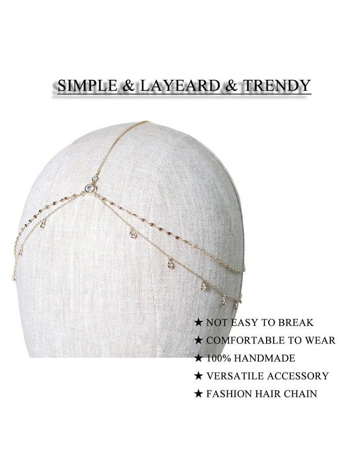 STONEFANS Rhinestone Head Chain Jewelry Silver Bride Headpiece Wedding Headbands Chain Layered Festival Prom Hair Accessories for Women And Girls (Gold) - Image 5