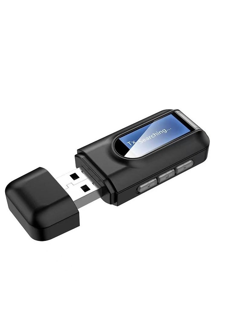 Excefore - USB Bluetooth 5.0 Transmitter Receiver, Portable Wireless Bluetooth Adapter, with 3.5mm Jack, Wireless Audio Dongle, Plug and Play, for PC, Sound Card, Car, Headphones, Speakers - Image 1