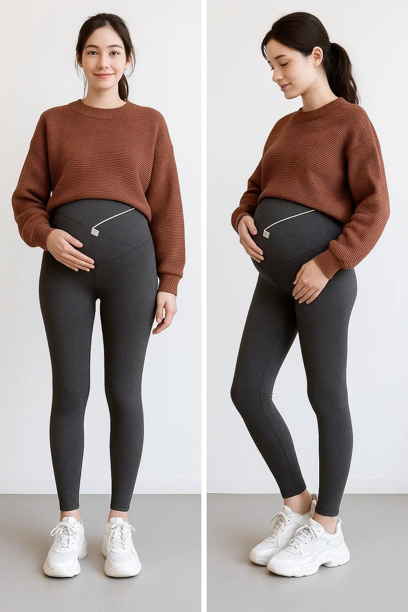 Fashiol Women's Maternity Leggings Over The Belly Pregnancy Active Wear Workout Yoga Tights Pants | Grey 34 - Image 2