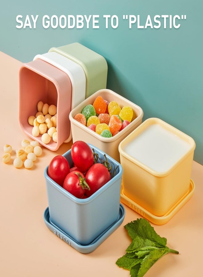ISSEVE 4pack 6oz Silicone Snack Containers for Kids, Reusable Small Containers with Lids, Leak Proof Food Storage Containers, Children Kids Lunch Box for Daycare, School, Travel (Morandi color) - Image 5