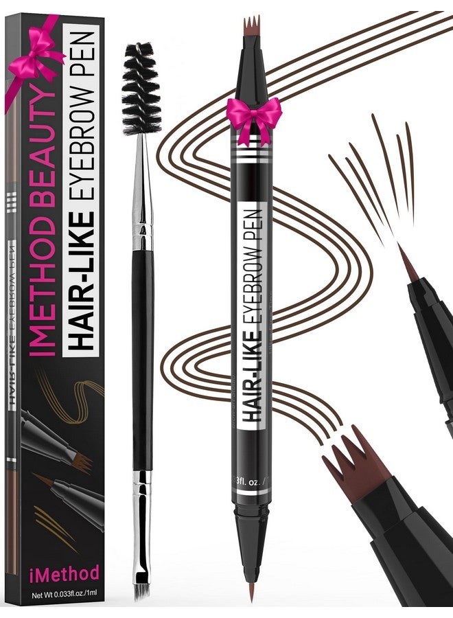 iMethod Eyebrow Pen - Eyebrow Pencil Magical 2-In-1 Eye Brow Pencils For Women With 4-Fork-Tip & Precise Brush-Tip Create Natural Hair-Like Brows, Last All-Day, Microblading Eyebrow Pen, Dark Brown - Image 1