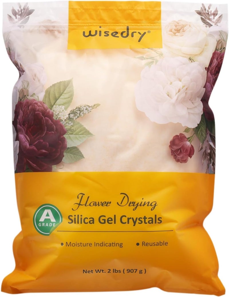 wisedry Silica Gel Crystal for Flowers Drying - 2 LBS, Fine Crystals < 1mm, Color Indicating, Reusable - Image 1