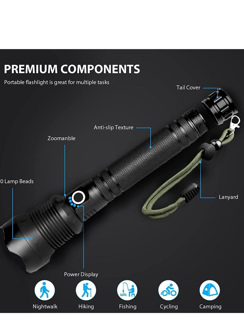 XiuWoo - Rechargeable LED Flashlights High Lumens, 90000 Lumens Super Bright Zoomable Waterproof Flashlight with Batteries Included & 3 Modes, Powerful Handheld Flashlight for Camping Emergencies - Image 1