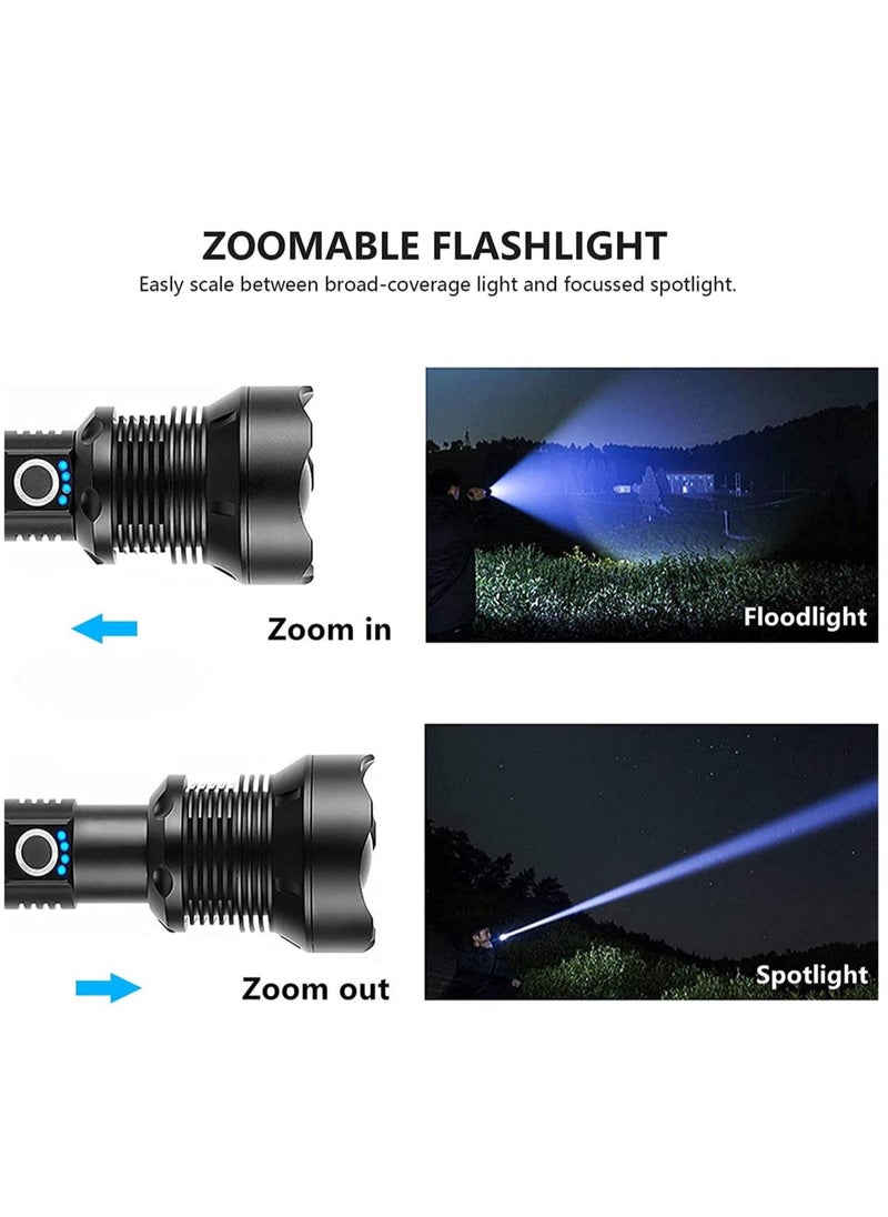 XiuWoo - Rechargeable LED Flashlights High Lumens, 90000 Lumens Super Bright Zoomable Waterproof Flashlight with Batteries Included & 3 Modes, Powerful Handheld Flashlight for Camping Emergencies - Image 1