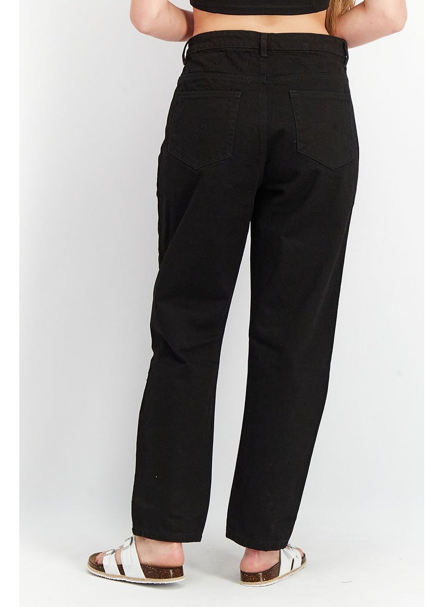 I SAW IT FIRST - Women Regular Fit High Rise Solid Rip Jeans, Black - Image 1
