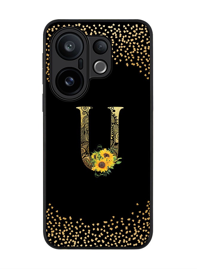 Stylizedd For vivo X200 FE / S30 Pro mini Case,Slim fit Camera Protection, Shockproof Thin Phone cover  - Custom Floral Monogram - U ( Black )