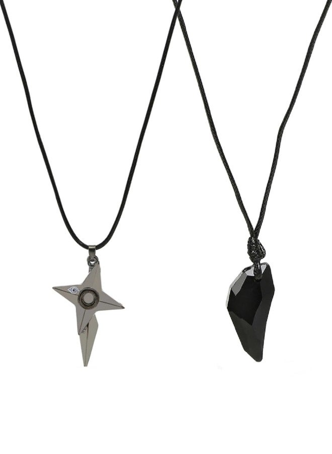 fabula Jewellery Combo of 2 Black Pendant Necklace For Men & Boys - Stainless Steel - Warrior Theme (MPFQ2-MPFQ7_Z1) - Image 1