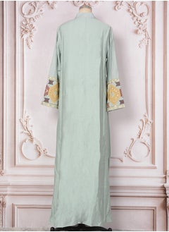 Loquat Womens Embroider Sparkling Sequin Muslim Abaya Evening Dress Loose Fit Dress Arabian Maxi Robe Light Blue  - Image 5