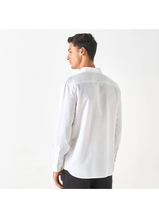 Iconic Iconic Solid Regular Fit Shirt with Long Sleeves and Pocket