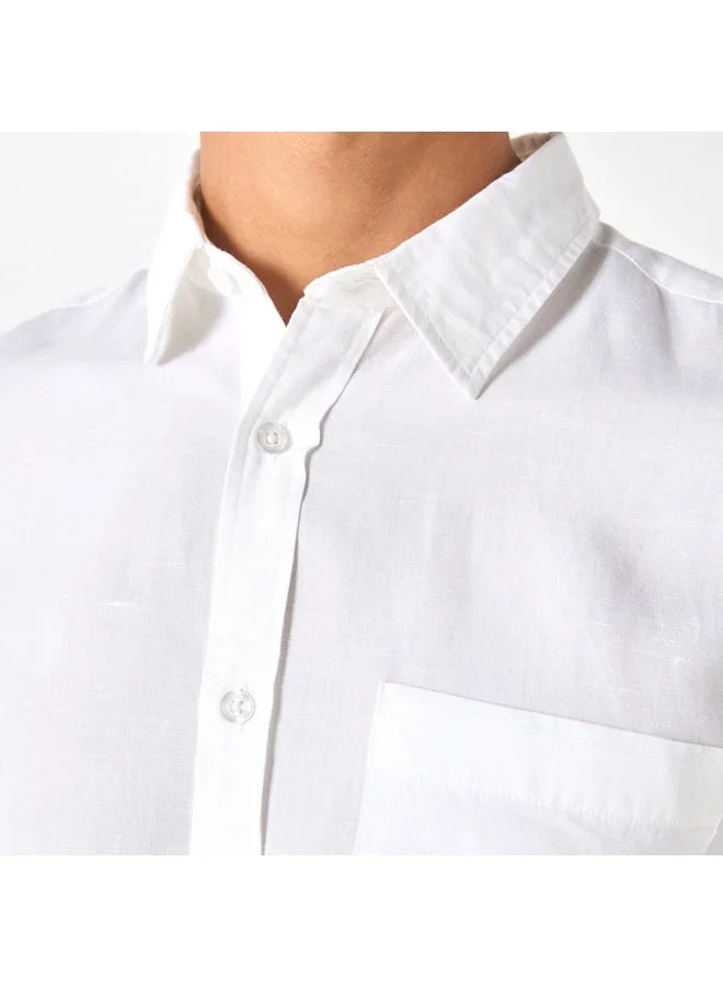 Iconic Iconic Solid Regular Fit Shirt with Long Sleeves and Pocket