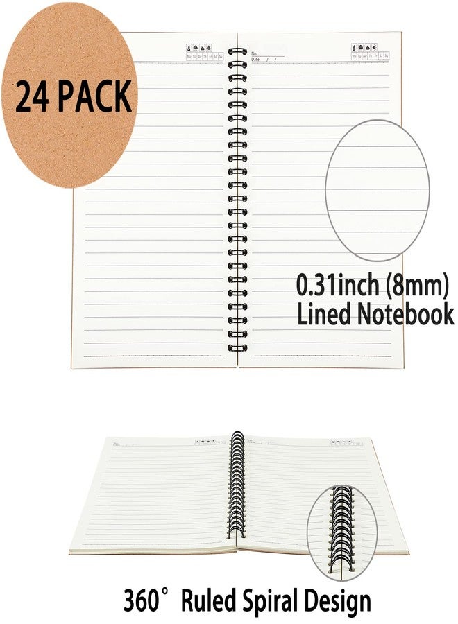 YOTNUS 24 Pack A5 Spiral Notebooks Journal with Kraft Cover, 5x8 Inches, Ruled Lined Paper, for Work, Sketches, Study, Notes Taking, Gifts, Brown (24 PCS(Lined)) - Image 3