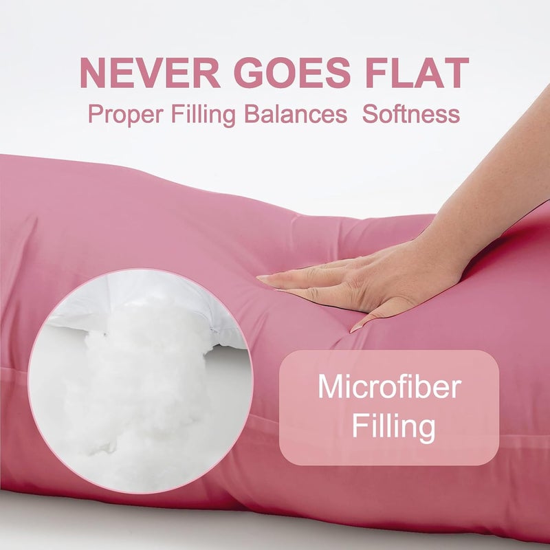 DOWNCOOL Large Body Pillow Insert- Breathable Full Body Pillow for Side Sleeper - Soft Long Bed Pillow for Adults - 20 x 54 inch (Pink) - Image 3