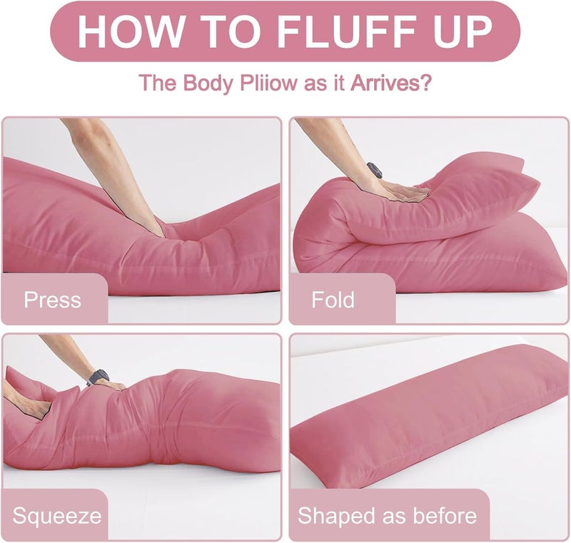 DOWNCOOL Large Body Pillow Insert- Breathable Full Body Pillow for Side Sleeper - Soft Long Bed Pillow for Adults - 20 x 54 inch (Pink) - Image 4