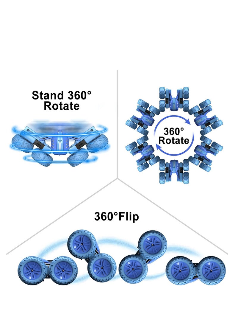 SYOSI RC Stunt Car Remote Control Car for Kids 4WD Trucks RC Crawler Vehicles Toys 360° Flips Rotation Off Road Excellent gift on occasions Blue - Image 3