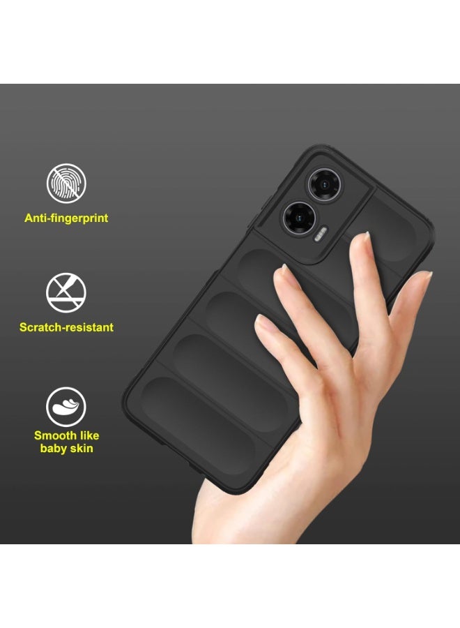 جراب خلفي من السيليكون عالي الجودة متوافق مع هاتف Motorola Moto G35 5G جراب Magic Shield المقاوم للصدمات مع حماية للكاميرا (أسود)