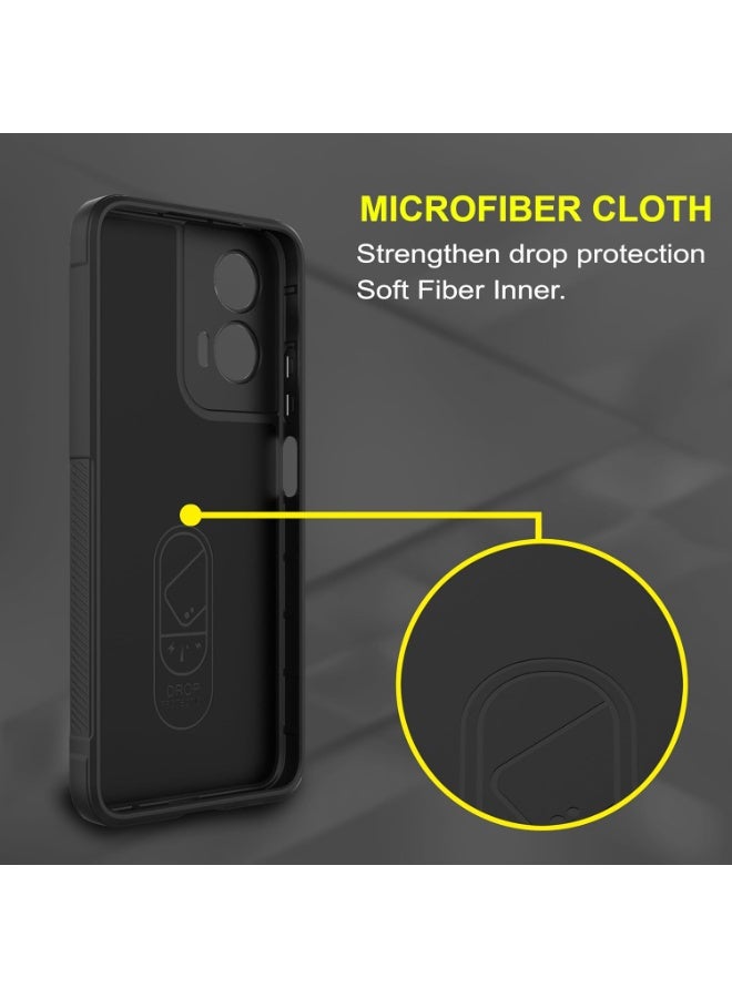 جراب خلفي من السيليكون عالي الجودة متوافق مع هاتف Motorola Moto G35 5G جراب Magic Shield المقاوم للصدمات مع حماية للكاميرا (أسود)
