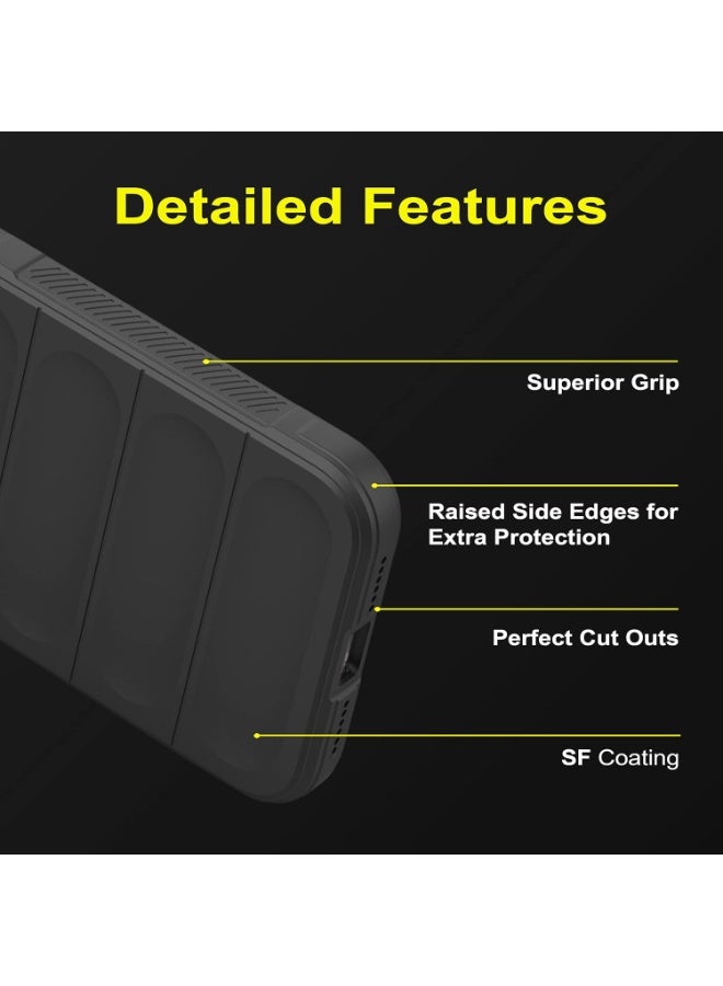 جراب خلفي من السيليكون عالي الجودة متوافق مع هاتف Motorola Moto G35 5G جراب Magic Shield المقاوم للصدمات مع حماية للكاميرا (أسود)
