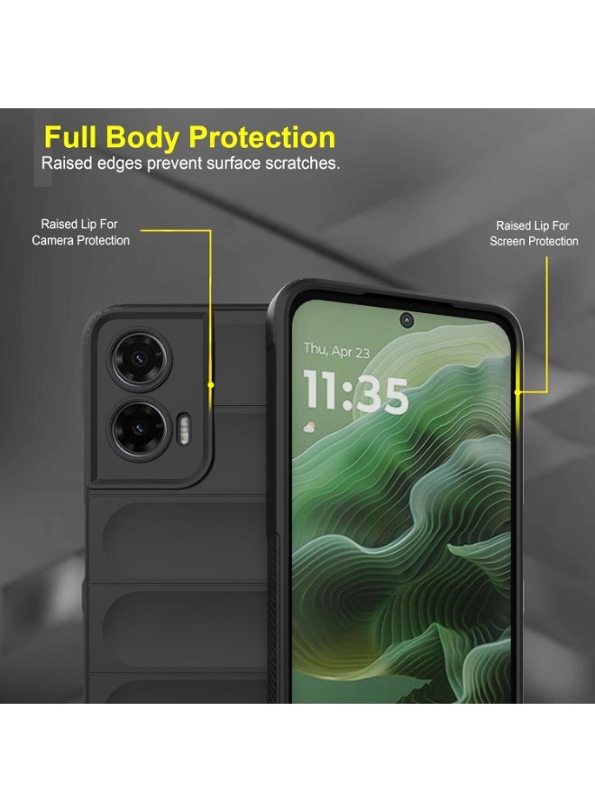 جراب خلفي من السيليكون عالي الجودة متوافق مع هاتف Motorola Moto G35 5G جراب Magic Shield المقاوم للصدمات مع حماية للكاميرا (أسود)