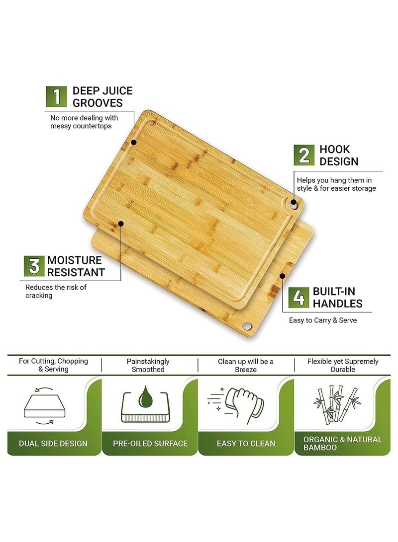 Cookgen Cutting Board Set – 3PCS (Small, Medium, Large) – Thick, Non-Slip Chopping Boards with Juice Grooves, Side Handles, and Easy Storage – Perfect for Meat, Vegetables, Cheese, and Fruits  - Image 2