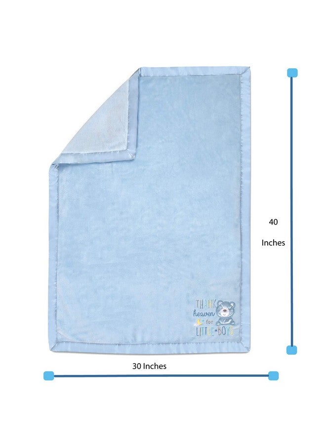 Baby Essentials 30x40 Fleece Baby Nursery Blanket with Satin Trim for Boys, Girls, and Unknown Gender Baby (Blue) - Image 4