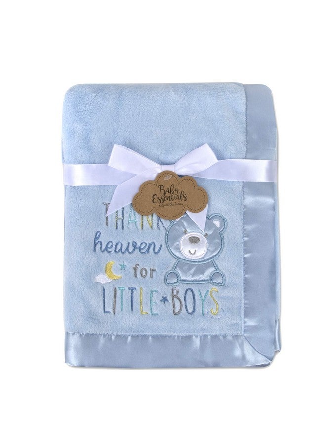 Baby Essentials 30x40 Fleece Baby Nursery Blanket with Satin Trim for Boys, Girls, and Unknown Gender Baby (Blue) - Image 1