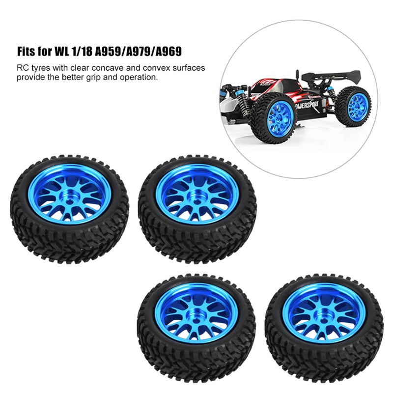 High Performance Y Shaped Blue Metal RC Wheels Tires for 1 18 Model Car Racing - Image 5