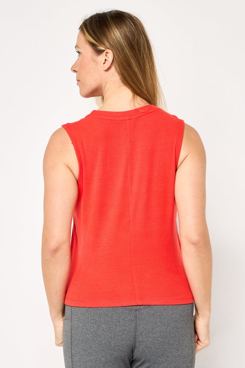 DKNY Sport Women Sportswear Fit Sleeveless Training Tank Top, Red - Image 4