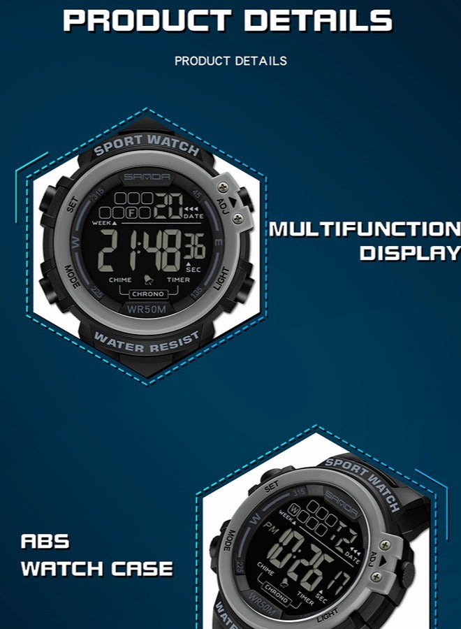 Sanda Unisex Outdoor Glow-In-The-Dark Waterproof Watch With Alarm Clock 2140 - Image 4