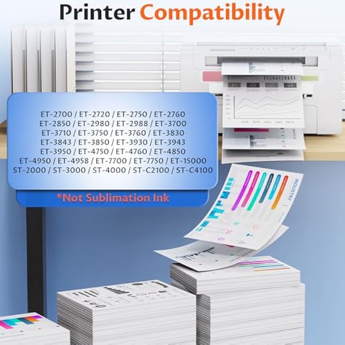 502 INK REFILL BOTTLES ECO TANK ET-2850 ET-3850 ET-4850 ET-15000 COMPATIBLE FOR E-PSON 502 INK REFILL BOTTLE 5-PACK FOR ET-2850 ET-3850 ET-4850 ET-5000 ET-2980 ET-3843 ET-3760 ET-2760 ET-3830 4750 - Image 3