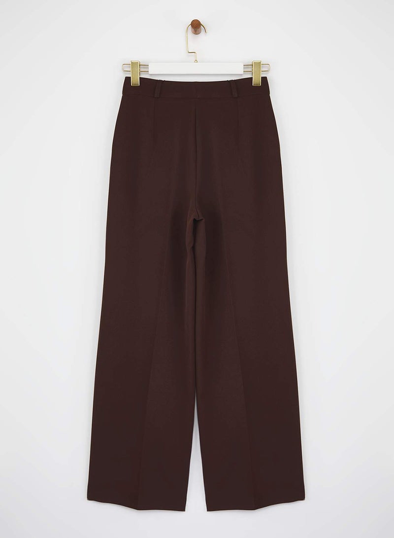trendyol Brown Pleated Wide Leg Pants - Image 4