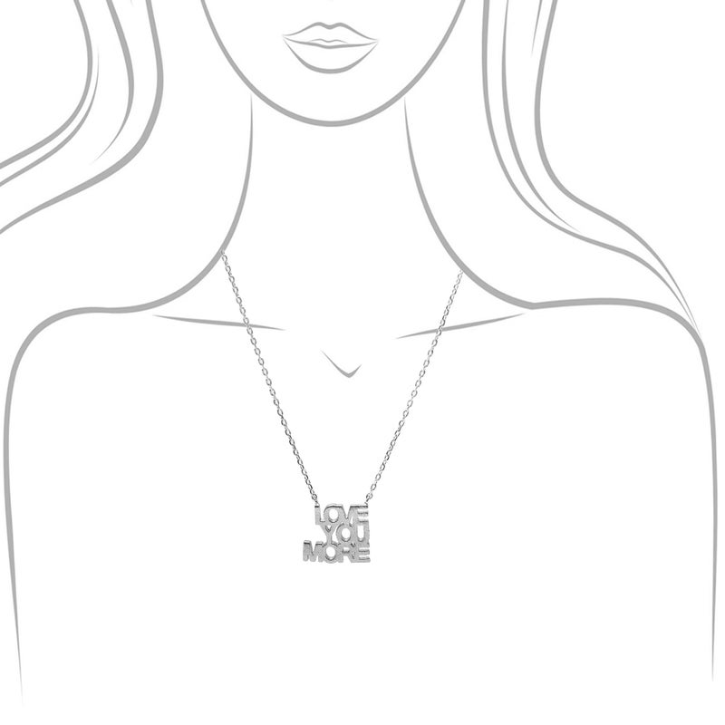 Spinningdaisy Handcrafted Love You More Script Necklace Silver - Image 5