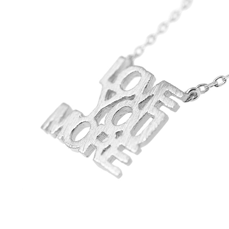 Spinningdaisy Handcrafted Love You More Script Necklace Silver - Image 3