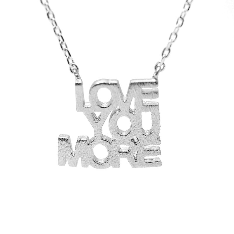Spinningdaisy Handcrafted Love You More Script Necklace Silver - Image 1