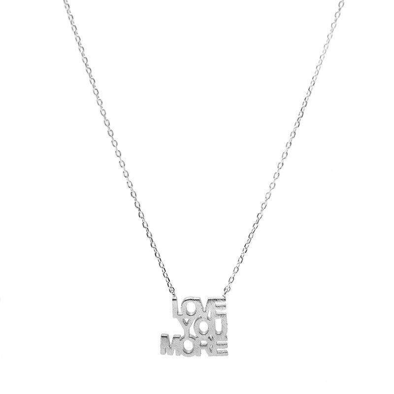 Spinningdaisy Handcrafted Love You More Script Necklace Silver - Image 2