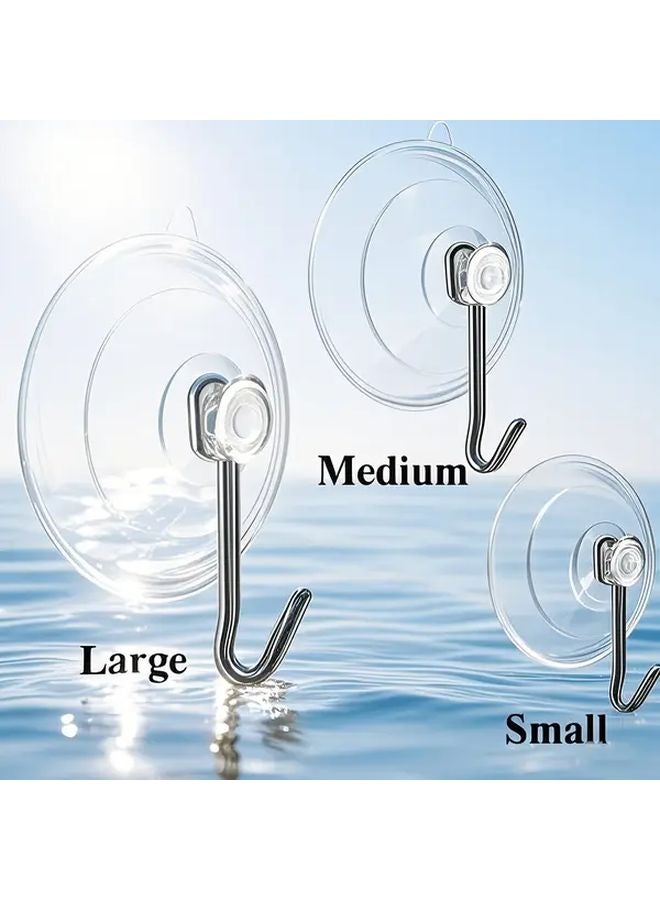 Medium 12pcs Strong Adhesive Hooks Wall Mounted Reusable Transparent Suction Cup Metal Hooks for Towels Clothes Kitchen Bathroom - Image 2