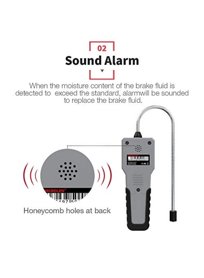 كينج بولين مختبر سائل الفرامل، كاشف سائل الفرامل بدقة عالية، محلل رطوبة السوائل / الزيوت مع شاشة LCD وإنذار صوتي، مختبر DOT3 DOT4 DOT5.1، حساسات مستوى بديلة للسيارات - Image 2