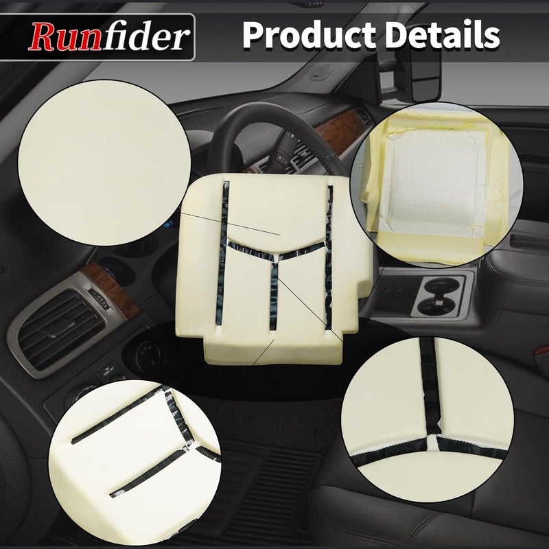 runfider Driver Side Bottom Replacement Seat Foam Cushion for Chevy Avalanche, Silverado, Suburban, Tahoe, GMC Sierra, Yukon (2003-2006) - Image 5