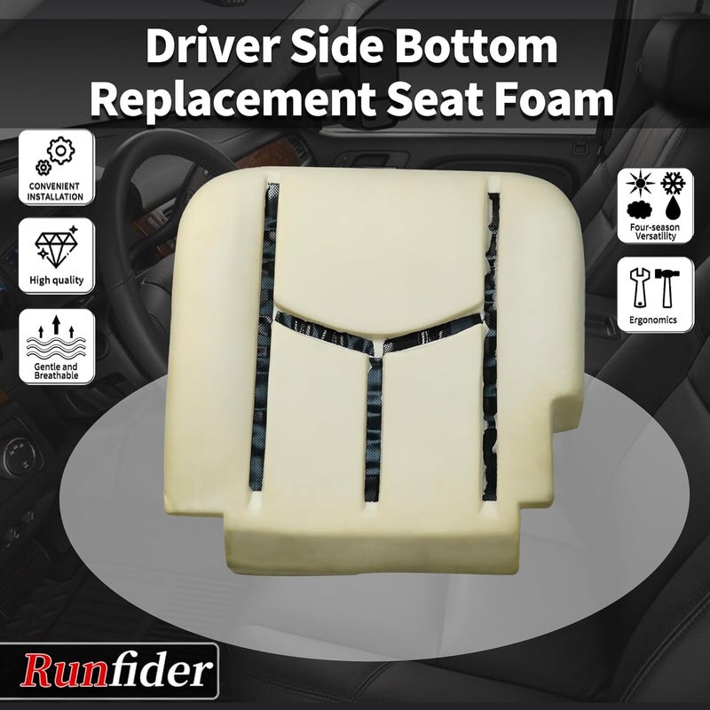 runfider Driver Side Bottom Replacement Seat Foam Cushion for Chevy Avalanche, Silverado, Suburban, Tahoe, GMC Sierra, Yukon (2003-2006) - Image 3