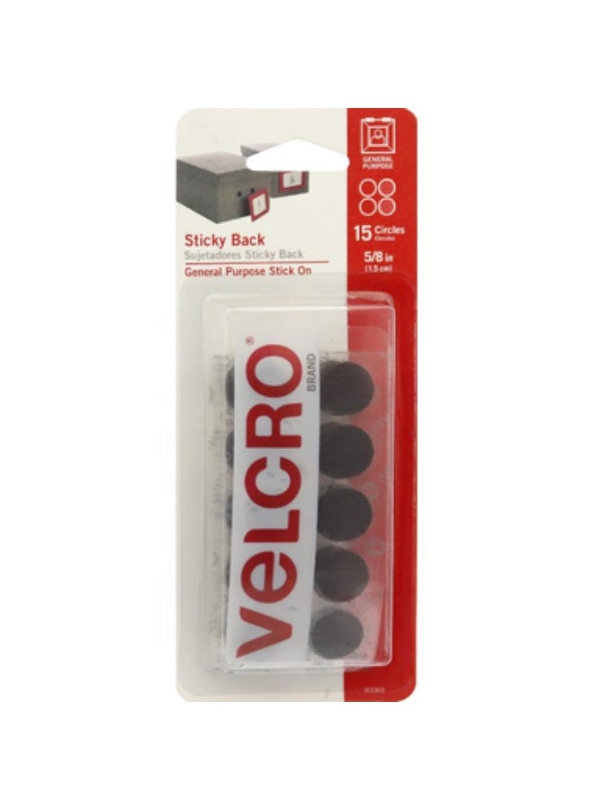 Velcro Sticky Back Adhesive Back Fastener Round5/8"Black - Image 1
