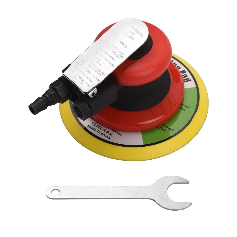 Pneumatic Sander 6 Inch Polishing Sanding Waxing for Car Wall Wood Metal 10000RPM Red - Image 2