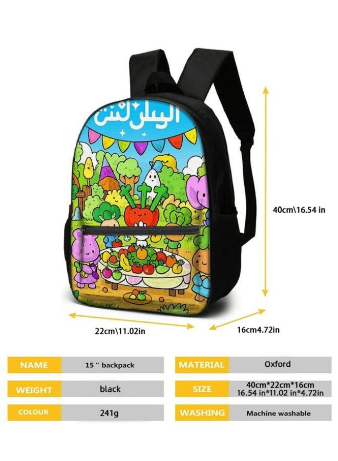 Cartoon three-piece schoolbag with zipper - 1202