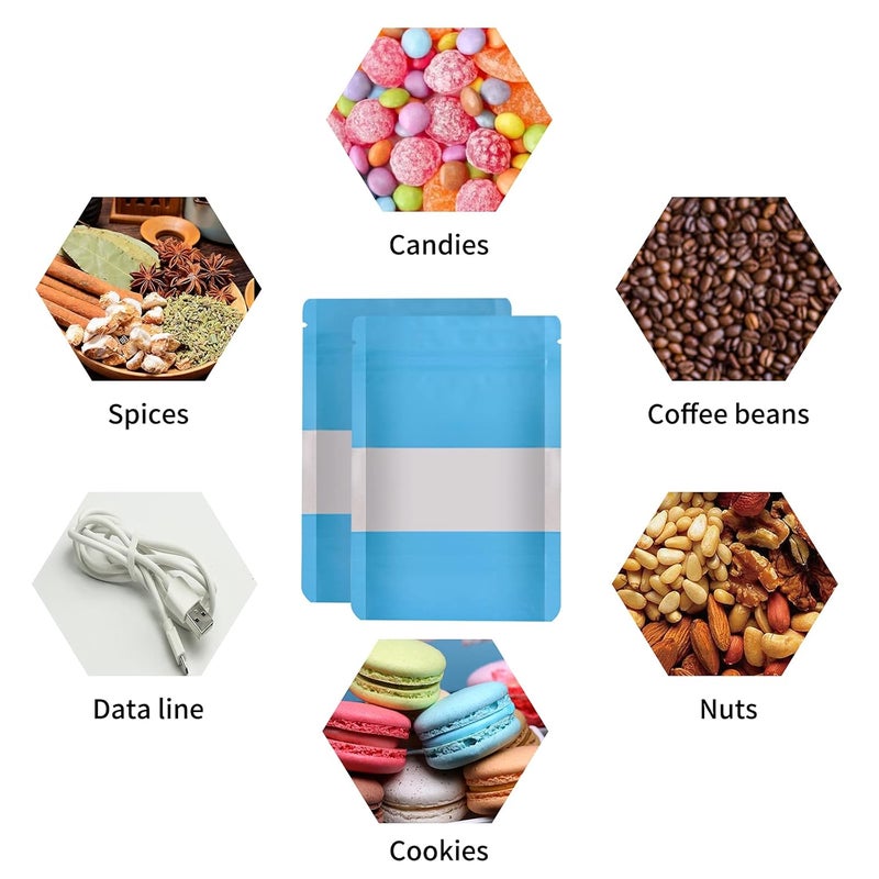 TRUE SHOP THE ULTIMATE SOLUTION FOR FOOD STORAGE FOIL POUCH STANDUP BAGS WITH SELFSEALING TECHNOLOGY MATT BLUE 50 GRAM 6INCHx3INCH or14CMx8CM PACK OF 20