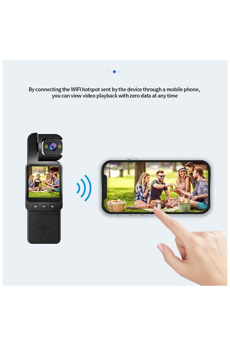 BlueFire DV02 1.54" HD Sports Camera Chest-Mounted Video Recorder with WiFi – Waterproof IP65 Outdoor Action Camera for Cycling, Vlogging & Adventure Filming – 180° Rotatable Lens, Loop Recording, Built-in Mic, Fill Light & Long Battery Life – Hands-Free Pocket/Collar Clip Mount for Android & iOS Real-Time Preview – 1080P/720P/480P Video, Multi-Language Support, PC+ABS Durable Body, Expansion Interface for Tripod Mount – Perfect for Sports, Travel, Hiking, Running, and Outdoor Activities - Image 4